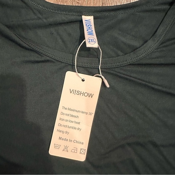 NWT ViiShow Women’s Short Sleeve V Neck Maxi Dress Dark Green Pockets Plus 2XL - Picture 4 of 11